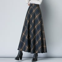 Yubnlvae дамски ретро ежедневна пола класическа карирана високо талия джобове с цип пола с цип