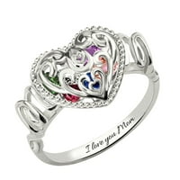 Lroplie пръстени за жени момичета Циркон Сърце във формата на куха бижута Бижута Популярна бижута Мама Подаръци за пръстен