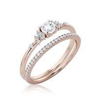 Минималистичен 1. Карат кръг отрязани диамантен мойсанит годежен пръстен, сватбен пръстен в стерлингово сребро с подарък за розово злато за нея, обещаващ пръстен, юбилей