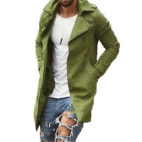 Vivianyo HD Men Coats Clearance Мъжки есен и зимна мода и удобни ежедневни плътни цветове със средна дължина флаш избира зелено