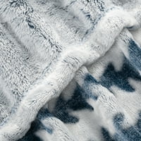 Docooler Back Printing обръснато фланелно плюшено одеяло, одеяло със синя ивица за легло или диван, 60 80