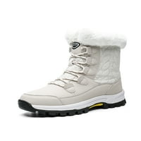 Снежни ботуши за жени, които неплъзняват снежни ботуши Зимни ботуши Топли Fau Fur Linning Outdoor Boots Beige 8.5
