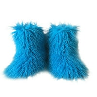 Жени уютни размити снежни ботуши дишаща мода зимни топли обувки ежедневни пухкави средни телешки обувки синьо 5.5