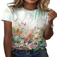 Жени модни върхове пеперуда отпечатани летни топ къси ръкави кръгли ризи на туника на шията блузи блузи