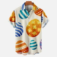 Великденска хавайска риза за мъже свободни копчета с къс ръкав надолу по плаж