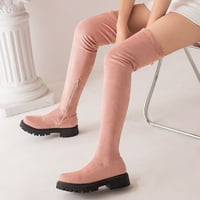 Dpityserensio есен зима жени средни ботуши над коляното солиден цвят кръстове на коляното дълги ботуши розово 6