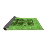 Ahgly Company Indoor Square Oriental Green Industrial Area Rugs, 5 'квадрат