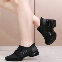 Woodbling Women Маратонки Дишащи треньори Sport Dance Training Training Walking Shoe Леки джаз обувки Comfort Cushioned Black Grey 7.5