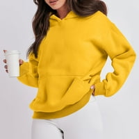Дамски суитчъри дамски огромни суичъри пуловер качулки с дълъг ръкав с джобове жълт xl