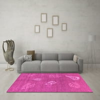 Ahgly Company Indoor Rectangle Abstract Pink Contemporary Area Rugs, 6 '9'