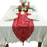 Homgreen дантелена маса плат за бегач за сватбени банкетни декорации, коледно парти декор на масата, червено