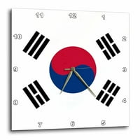 3drose знаме на Южна Корея - Корея на бяло червено синьо таегеук кръг черни триграми - Тайджи Yinyang Taegeukgi - Стенски часовник, от
