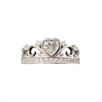 Sehao пръстени Изящно сърце Цирконова корона пръстен за жени годежен пръстен Бижута Подаръци Бижута и часовници Сребро 6