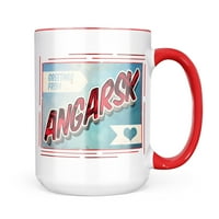Необръщайте поздрави от Angarsk, винтидж подарък за чаша за пощенски картички за любители на чай за кафе