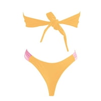B91XZ бански костюми за жени, къпащи цветни сутиен комплект Push-Up Paded Briefwear Beachwear Жени ивици бикини бански костюми розово, s