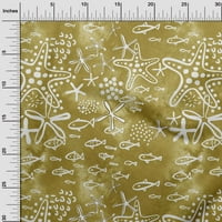 OneOone Cotton Poplin Lime Green Fabric Starfish & Fish Diy Clothing Quilting Fabric Print Fabric от двор широк