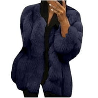 Augper жени плюс размер зима топла свободна яка пухкава плюшено палто на якета