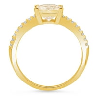 1.66ct принцеса отряза кафяв естествен морганит 18k жълто злато годишнина годежен пръстен с размер 6
