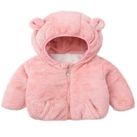 Glonme Fuzzy Fleece Outwear Boys Небрежно зимно топло яке качулки жилетка палта наситено розово
