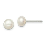 Бижута стерлинги сребро бели обеци от фла на FW Cultured Pearl