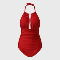Жени избутват подплатени бикини бански тренировки спорт Shirred Tank Vintage Tummy Control Bathing Suits Brikwear Bikinis Set
