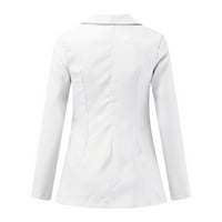 Шиусина зимни палта Forwomen Fashion Fashion Fashion дълъг ръкав копче за ревера надолу яке работен офис яке бяло