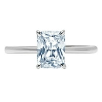 2. CT Brilliant Radiant Cut Clear Simulated Diamond 18K White Gold Politaire Ring SZ 9.25