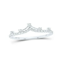 10k бяло злато Diamond Crown Tiara Fashion Ring Cttw