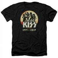 Trevco KISS254-HA-KISS & 1973- Печат възрастен редовен прилепва тениска с къс ръкав, черна- малка