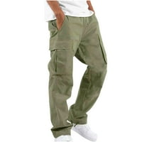 Dqueduo товарни панталони за мъже солидни ежедневни множество джобове на открито прав тип фитнес панталони Панталони Панталони Панталони Подаръци за мъже на хлабина