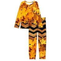Pzuqiu Nightwear for Women Pajama Tredny Lounge Wear Outdoor Indoor Pullover Loungewear Mathing Set, Деня на благодарността Издръжлив анцуг с джобове размер 6XL Thermal Fall Зимно облекло