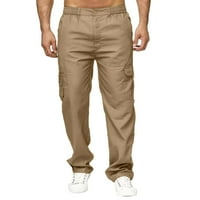 Панталони за мъже за мъже мъжки универсални през целия сезон товарни панталони много джобен цип бутон Хем плътно цвят плюс размер на външни панталони Работни панталони за мъже каки