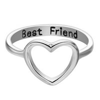 Meidiya Love Heart Rings for приятелство Геометрична куха праскова сърце гравирана буква inde пръстени пръстени малки минималистични пръстени за пръсти за жени Момичета за завършване на подарък
