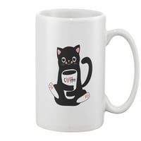 Kawaii черна котка с чаша за кафе -чаша -Маг от Shutterstock