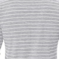 Мъжки ежедневни плетени голф риза спокойна раирана щампа с дълъг ръкав бутон с яка пуловер тениски есента зима нов стил изпълнение блуза върхове светло сиво s