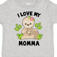 Мастически сладък ленив обичам моята мама със зелени листа подарък за малко дете или тениска за момиче
