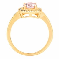 1.4ct кръгла кройка розово симулиран диамант 14k жълто злато гравиране изявление Булчинска годишнина Ангажимент Сватбен ореол Размер на пръстена 10.5