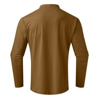 Quealent Winter Tops за мъже Мъжки тънък прилягане на тениска с памук с дълъг ръкав
