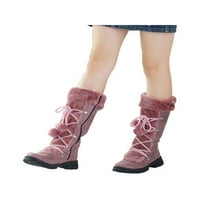 Glookwis дамски топли обувки средна клечка снежни ботуши плюшени облицовани зимни обувки жени Неплъзгащи се ежедневни модни fau fur Purple 7