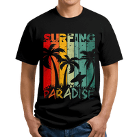 Черна тениска момчета и мъжки палмово хавайски тениски за мъже, свободно прилепване на небрежен къс ръкав кръгла шия, графични тийнейджъри мъже, черна тениска отпечатана хавайска плажна риза, дете, черно