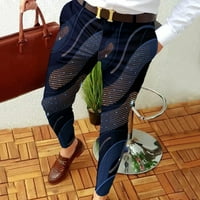 Мъжки панталони на Hinvhai, мъже с цип отпечатани панталони със средна талия с джобове панталони лилаво 10
