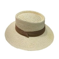Binpure Men Women Straw Fedora Hat, класическа лятна широка плоска плоска панама шапка с група