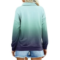 Gdfun с дълъг ръкав ризи с цип за жени Градиент печат Графични тийнейджъри Блузи Небрежни върхове Пуловер…